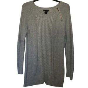 3/$15 Hooked Up Zipper Detail Cable Knit Sweater Size Large